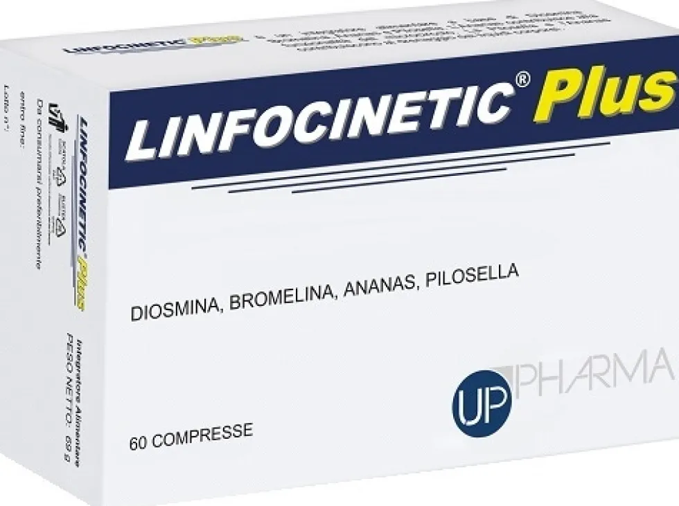 UP Pharma Linfocinetic Plus Integratore per microcircolo e drenaggio dei liquidi, 60 compresse