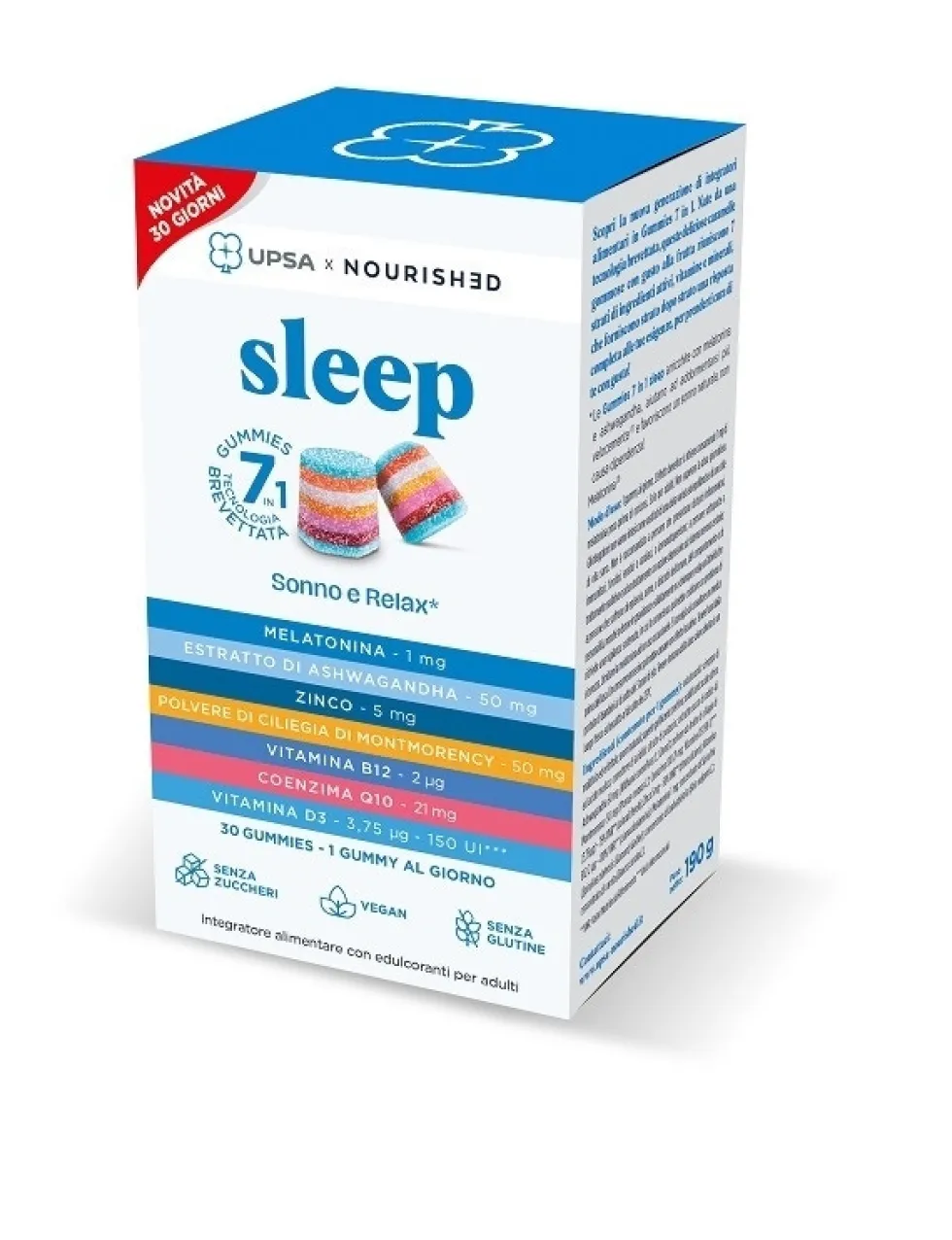 Upsa x Nourished Sleep - Integratore per il sonno con melatonina, 30 caramelle gommose