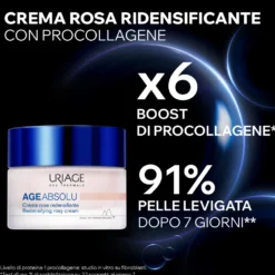 Uriage Age Absolu - Crema Rosa Ridensificante Antietà con Retinolo, 50ml