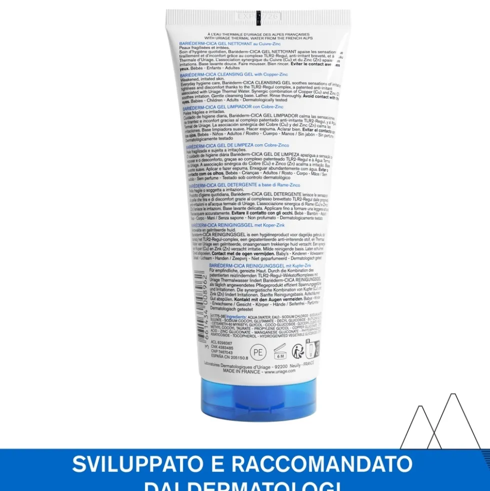 Uriage Bariéderm - Cica-Gel Detergente Anti-Irritazioni, 200ml