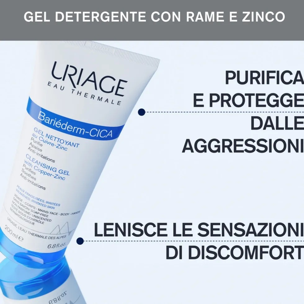 Uriage Bariéderm - Cica-Gel Detergente Anti-Irritazioni, 200ml