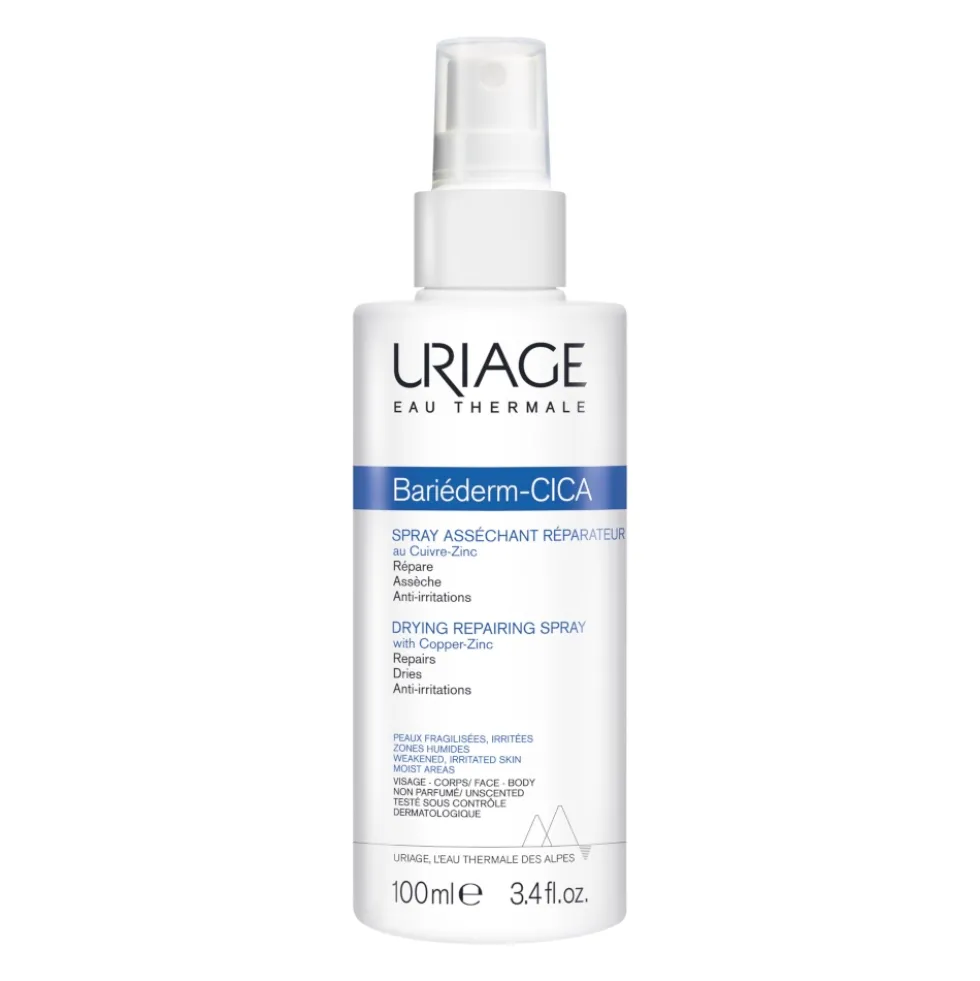 Uriage Bariéderm Cica - Spray assorbente e riparatore per zone umide e danneggiate, 100 ml