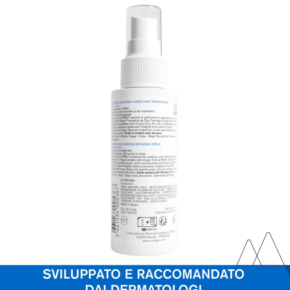 Uriage Bariéderm Cica - Spray assorbente e riparatore per zone umide e danneggiate, 100 ml