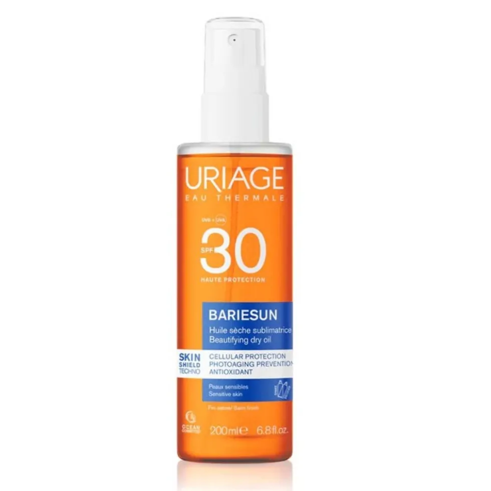 Uriage Bariesun SPF30 Olio secco solare protettivo e illuminante per corpo e capelli, 200 ml