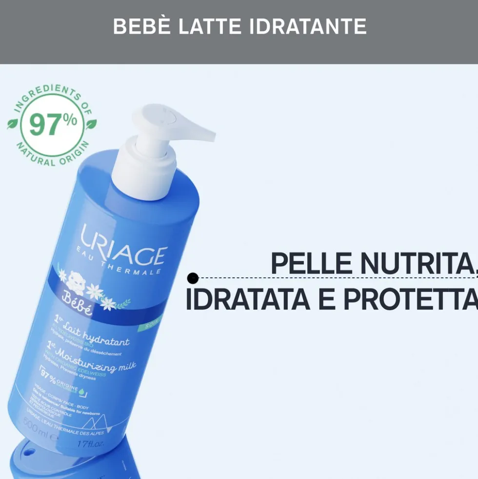 Uriage Bébé - 1er Lait Hydratant Latte Idratante Viso Corpo Sederino, 500ml
