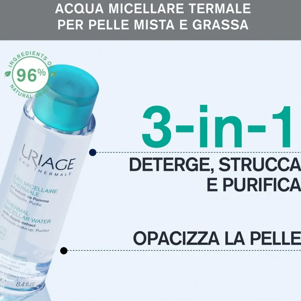 Uriage Eau Thermale - Acqua Micellare Termale per Pelle Mista o Grassa, 250ml