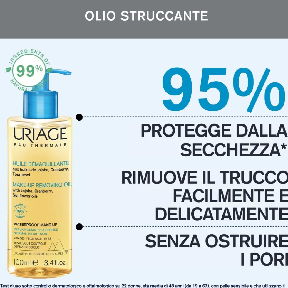 Uriage Eau Thermale - Olio Struccante Waterproof per Pelle Normale Secca, 100ml