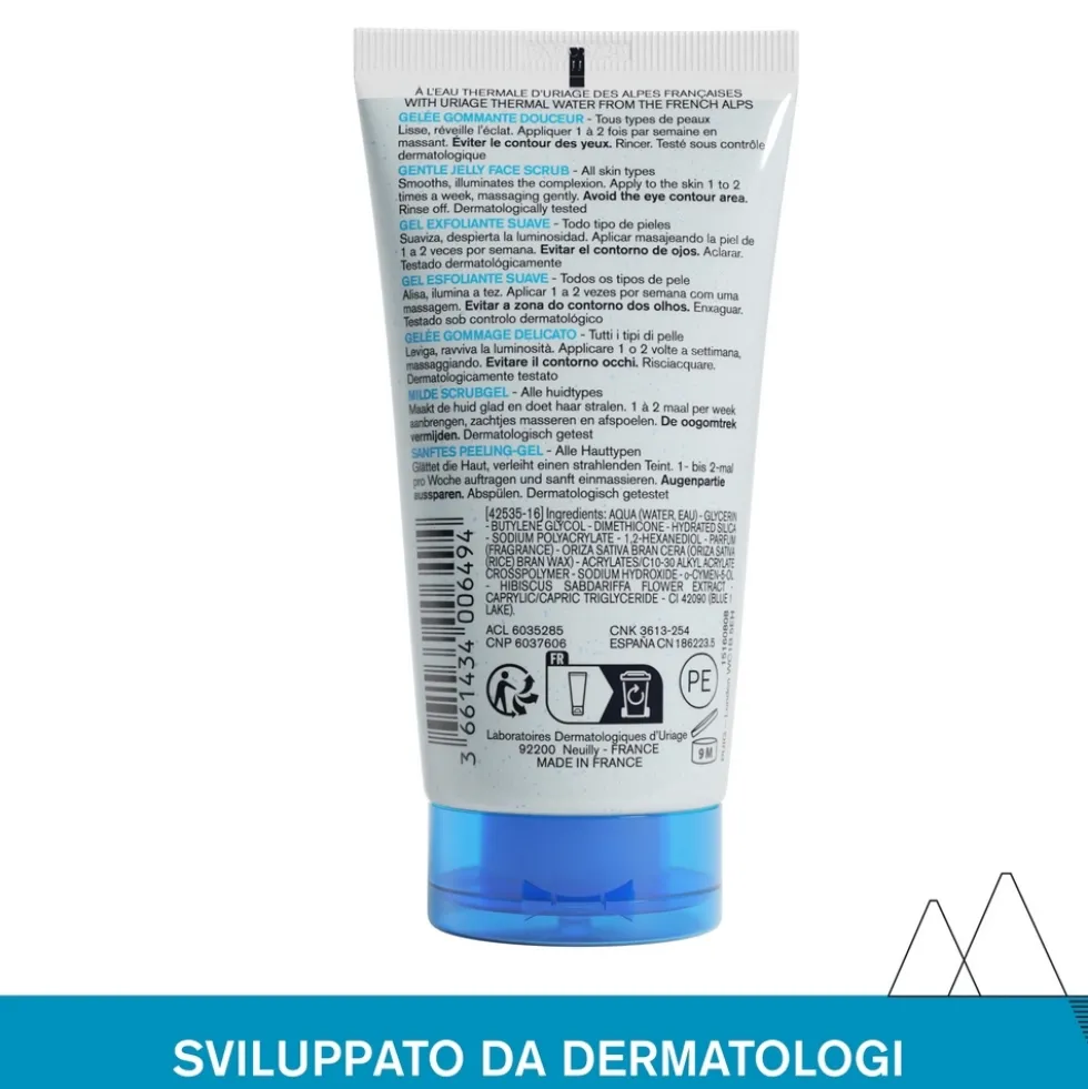 Uriage Gelee Gommage Delicato Viso - Gel esfoliante per rimuovere le impurità e illuminare, 50 ml