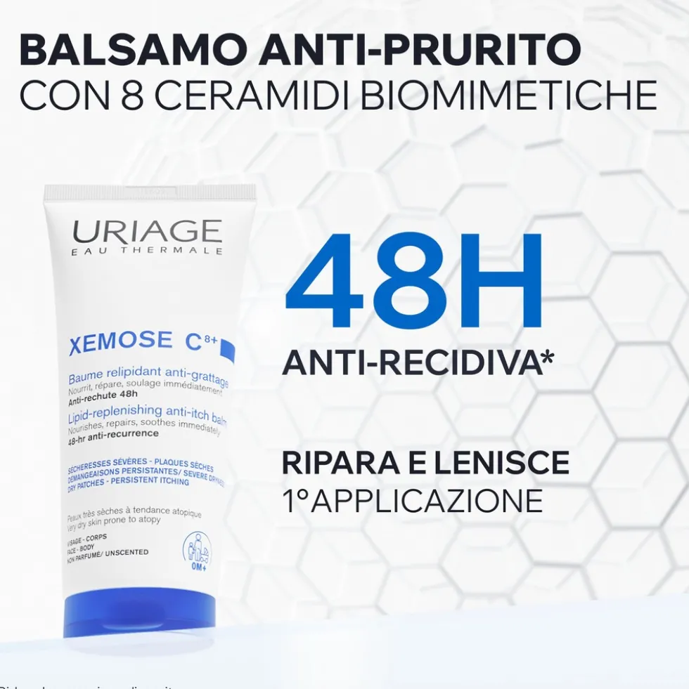 Uriage Xémose C8+ Balsamo-Olio Corpo Lenitivo Anti-Prurito Pelle Secca e Sensibile, 200ml