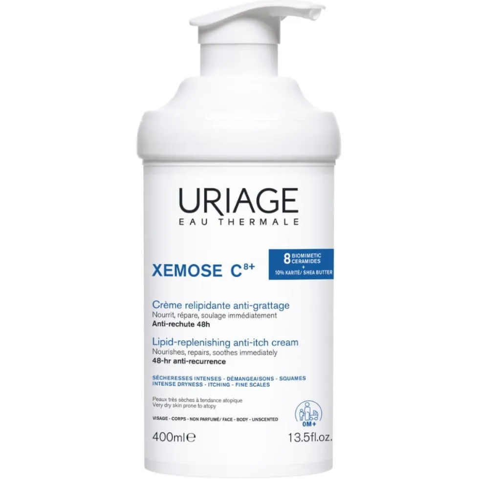 Uriage Xémose C8+ Crema Liporestitutiva Anti-irritazioni Pelle Secca, 400ml
