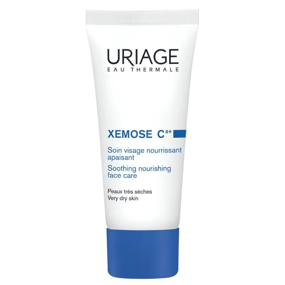Uriage Xémose C8+ Crema Viso Lenitiva e Nutriente per Pelle Secca, 40ml