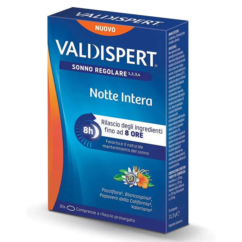 Valdispert Sonno Regolare Notte Intera Integratore Alimentare, 30 Compresse
