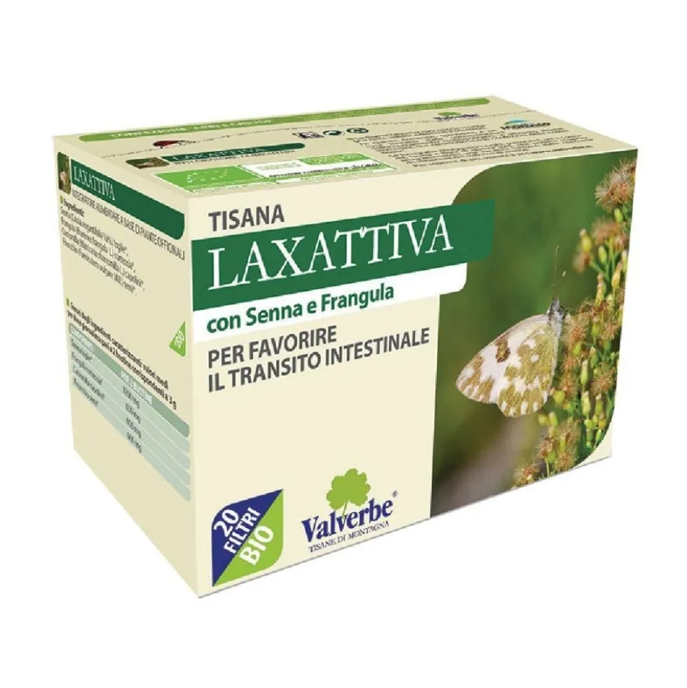 Valverbe Laxativa - Tisana lassativa biologica per il transito intestinale, 20 filtri