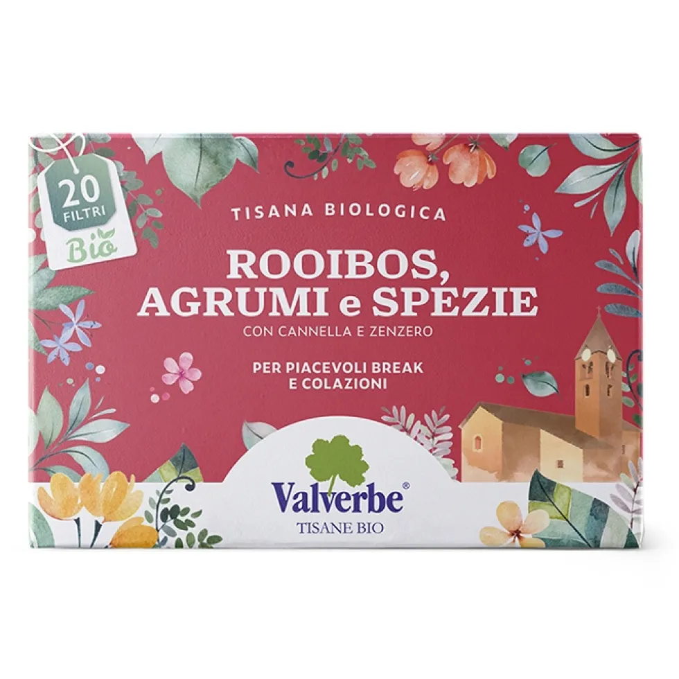 Valverbe Rooibos Agrumi e Spezie Tisana biologica per il rilassamento, 20 filtri