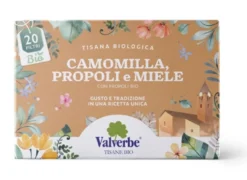 Valverbe Tisana camomilla propoli e miele bio Infuso per il benessere della gola, 20 filtri