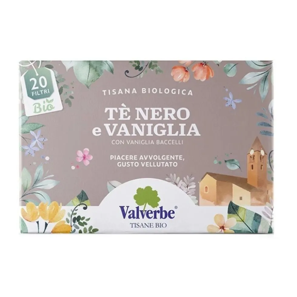 Valverbe Tè Nero e Vaniglia - Tisana biologica per una pausa rilassante, 20 filtri