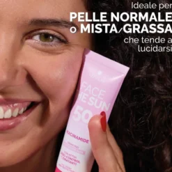 VeraLab Face The Sun Niacinamide - Crema solare viso SPF50 per il controllo del sebo, 50 ml