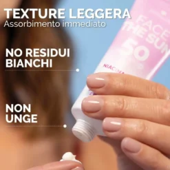 VeraLab Face The Sun Niacinamide - Crema solare viso SPF50 per il controllo del sebo, 50 ml