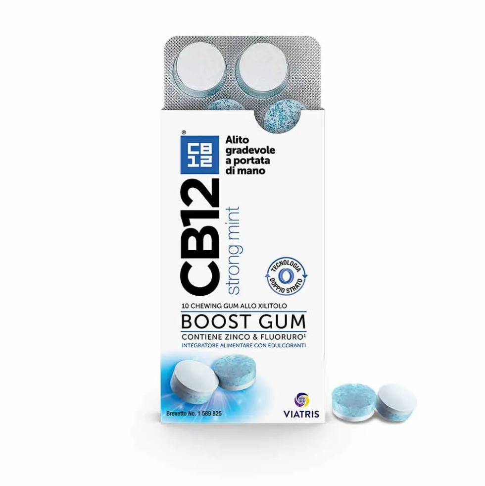 Viatris CB12 Boost Strong Mint Gomme da masticare Alito Sicuro, 10 Chewing Gum