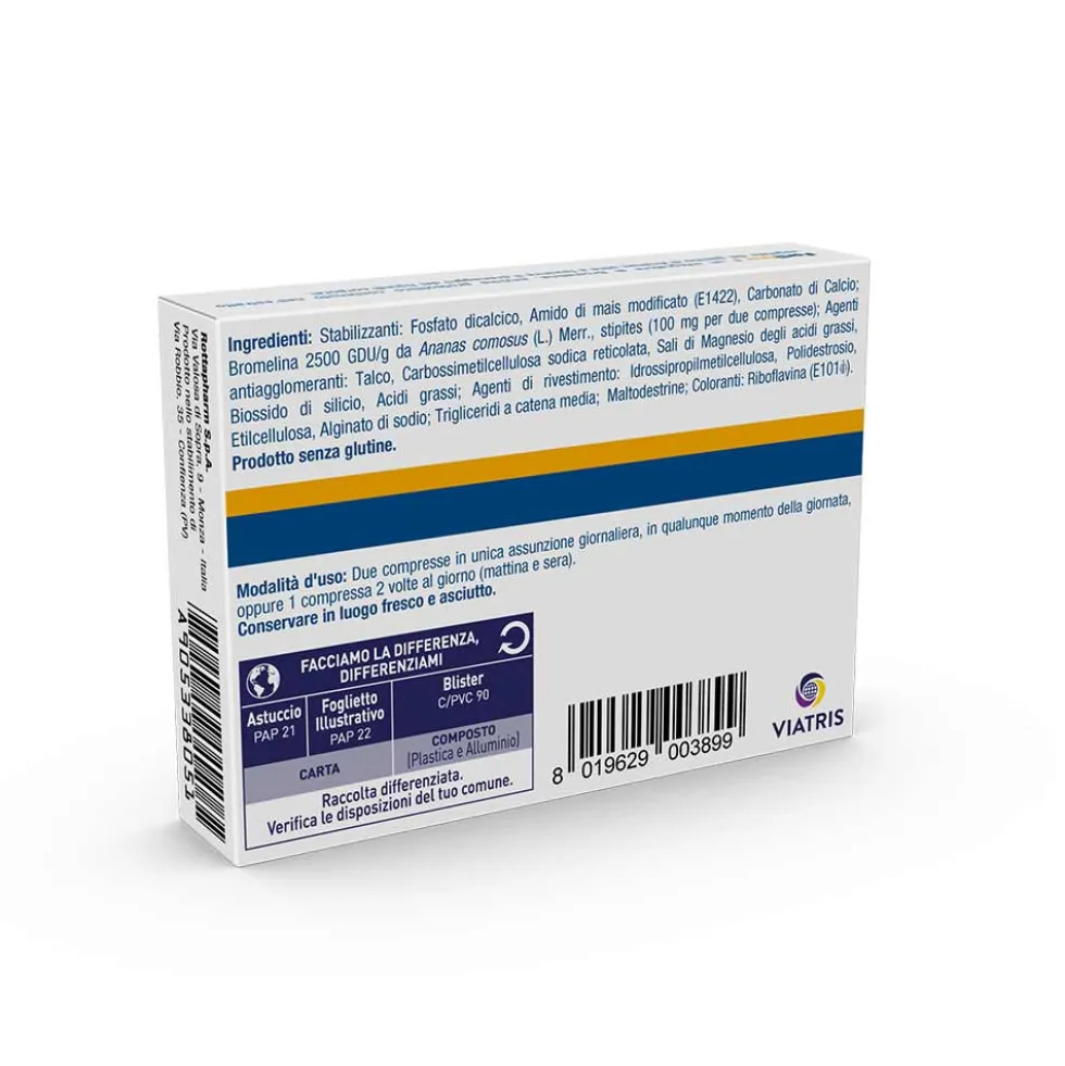 Viatris Fortilase Integratore Alimentare a base di Bromelina, 20 Compresse