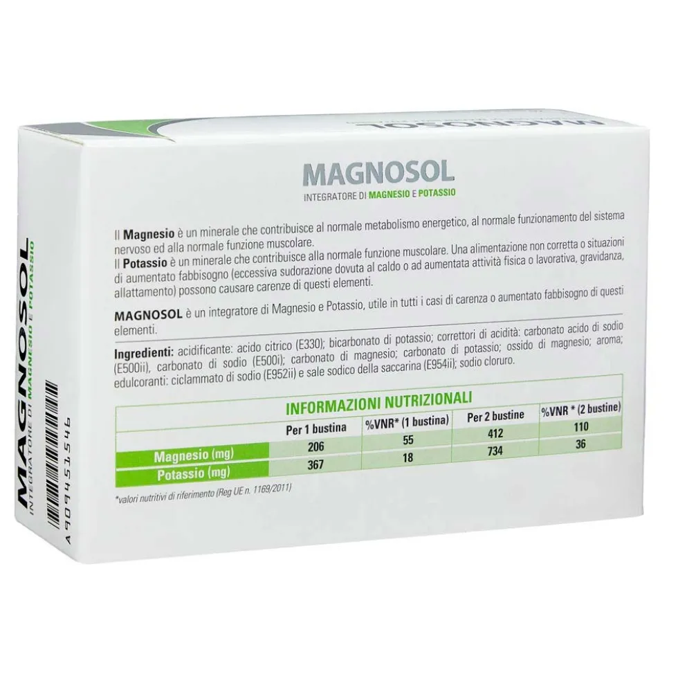 Viatris Magnosol Integratore di Magnesio e Potassio, 20 Bustine Effervescenti