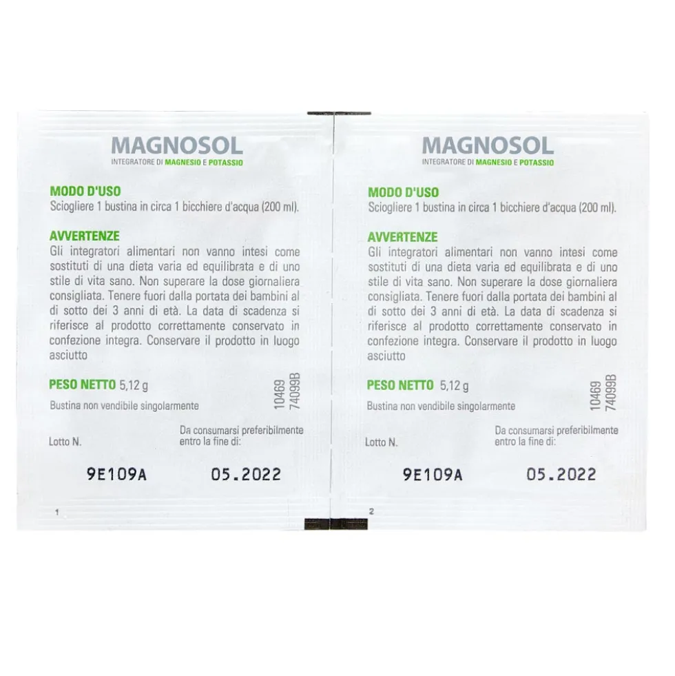 Viatris Magnosol Integratore di Magnesio e Potassio, 20 Bustine Effervescenti