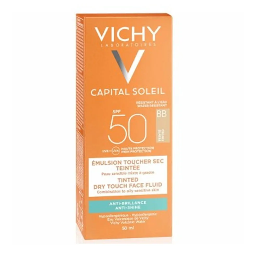 Vichy Capital Soleil BB - Emulsione solare colorata viso per protezione SPF 50 ed effetto mat, 50 ml