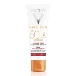 Vichy Capital Soleil - Crema Viso Anti-Età Abbronzatura Intensa SPF 50, 50ml