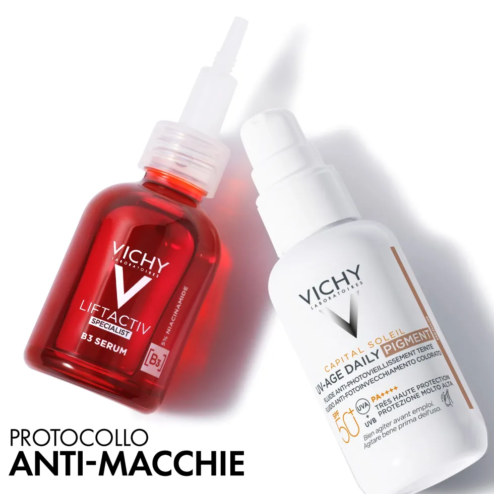 Vichy Capital Soleil - UV-Age Daily Pigment Medium SPF50+ Fluido Solare Anti-Invecchiamento Colorato Colorazione Media, 40ml