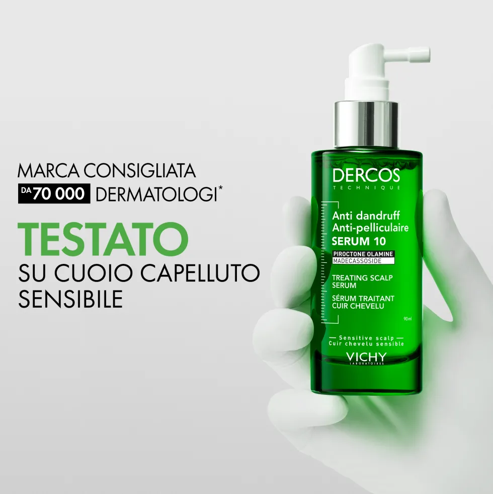 Vichy Dercos Serum 10 - Siero antiforfora senza risciacquo per il cuoio capelluto, 90 ml