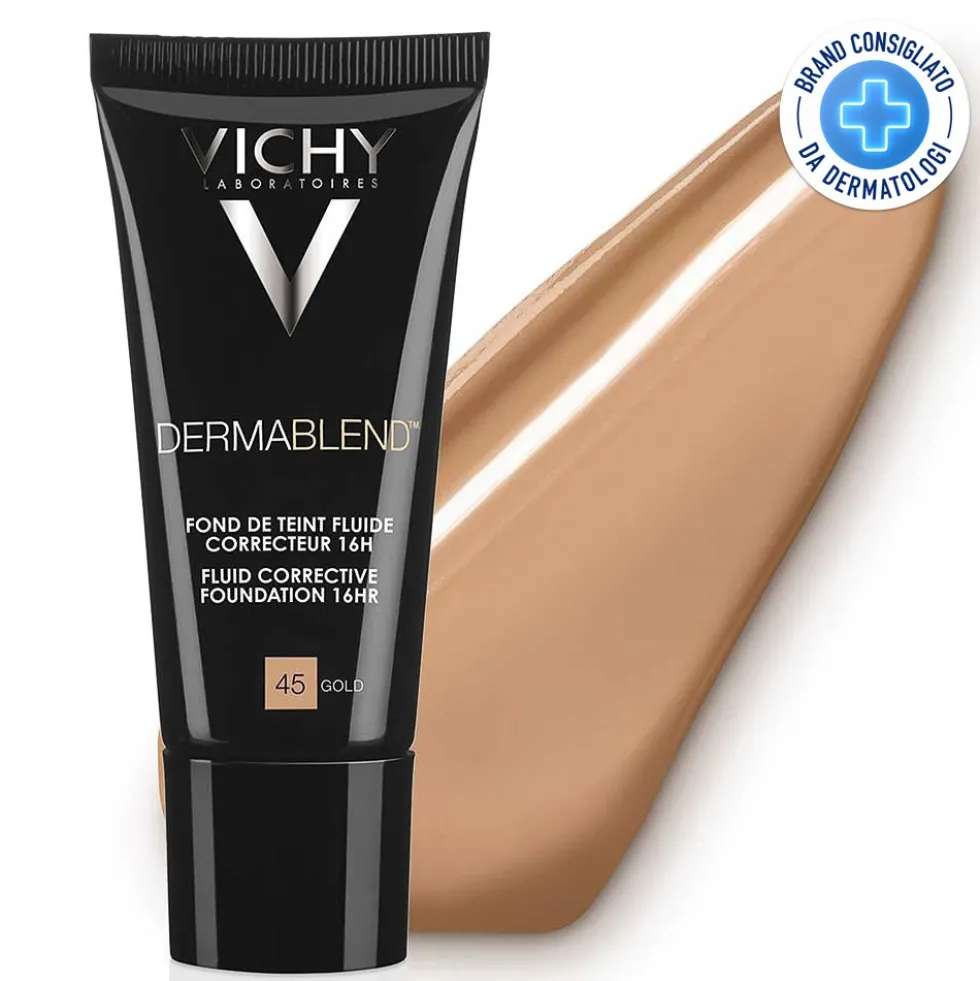 Vichy Dermablend - Fondotinta Correttore Fluido 16H Tonalità 45 Gold, 30ml