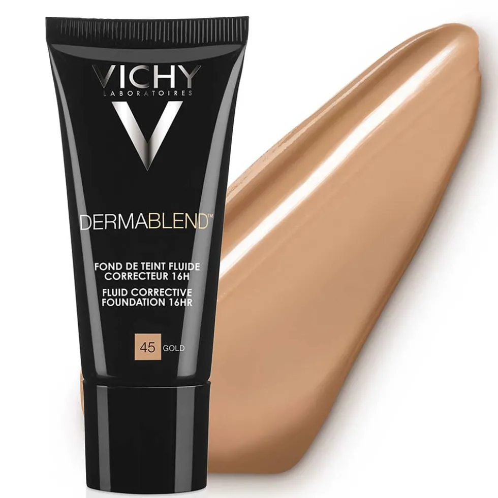 Vichy Dermablend - Fondotinta Correttore Fluido 16H Tonalità 45 Gold, 30ml