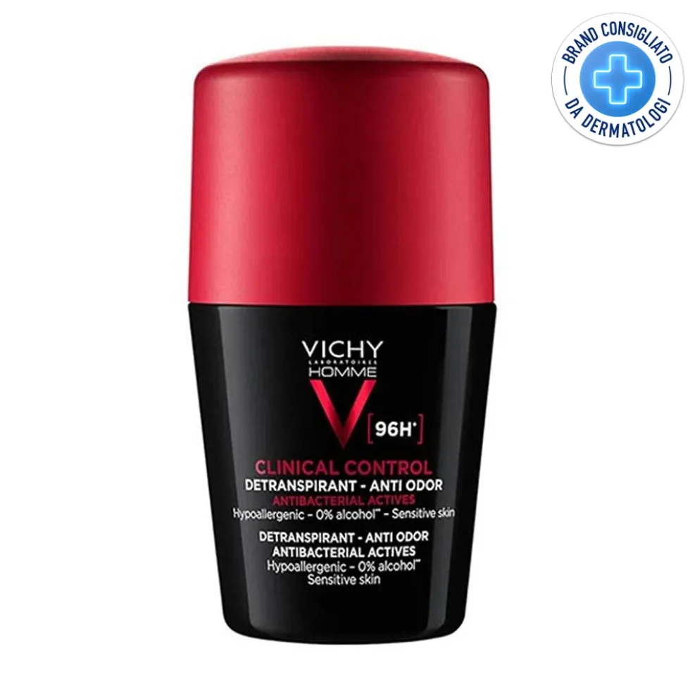 Vichy Homme - Clinical Control Deodorante Roll-On 96H Anti-Traspirante, 50ml