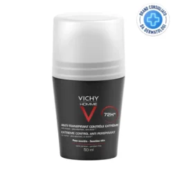 Vichy Homme Controllo Estremo 72h - Deodorante roll-on da uomo per l'ipersudorazione, 50 ml
