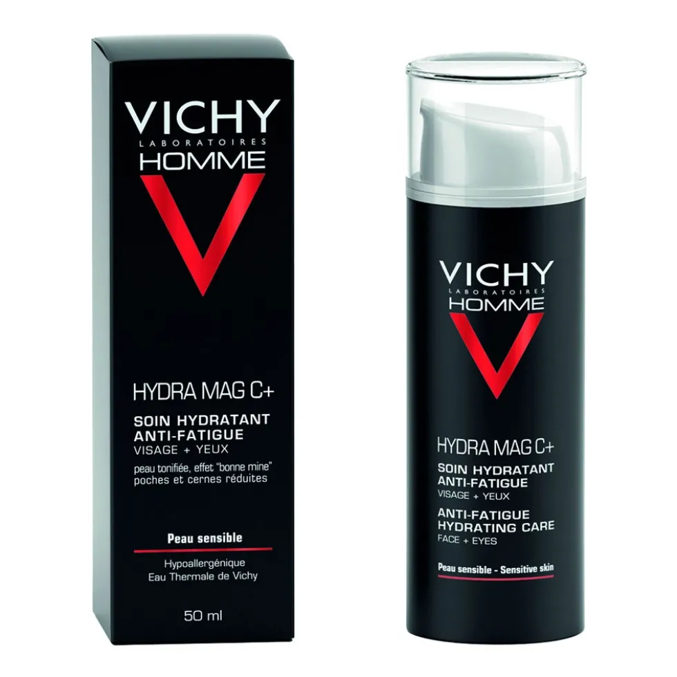 Vichy Homme - Hydra Mag C + Trattamento Idratante Anti-Fatica Viso + Occhi, 50ml