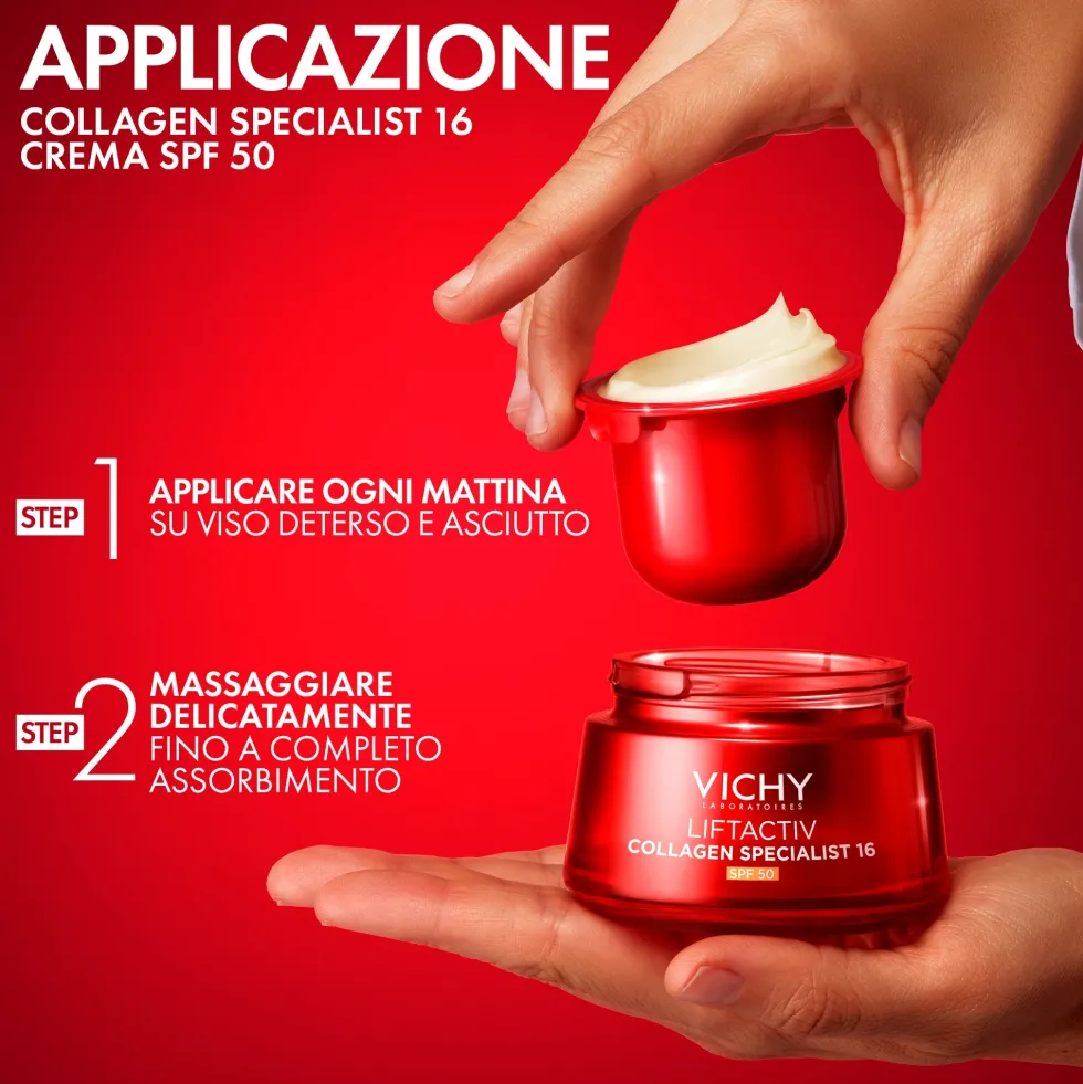 Vichy Liftactiv Collagen Specialist 16 Ricarica Crema Viso Anti-Età SPF50 Rughe Profonde e Linee Sottili Ridotte, 50ml
