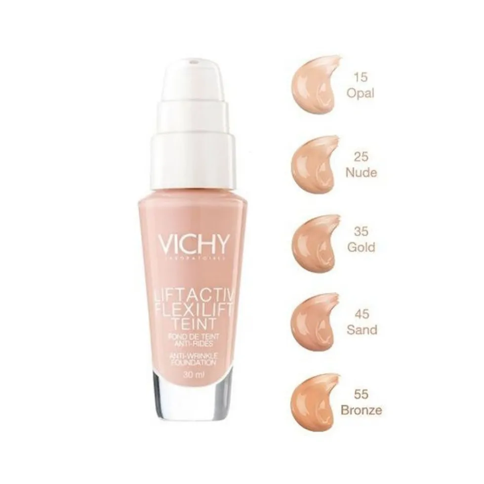 Vichy Liftactiv Flexiteint 15 opale - Fondotinta antirughe con Spf 20 per un effetto lifting, 30 ml