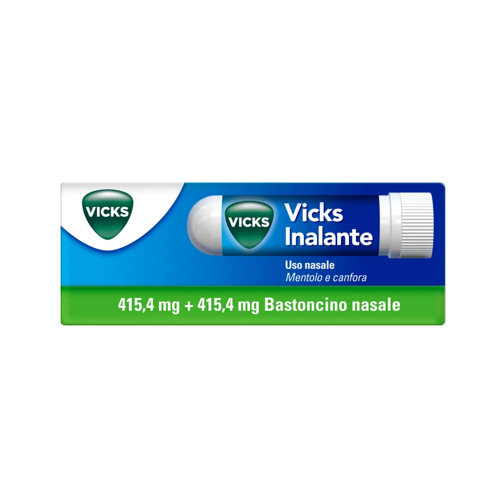 Vicks Inalante Bastoncino Nasale 415,4mg+415,4mg Mentolo e Canfora Libera il Naso, 1 Tubo