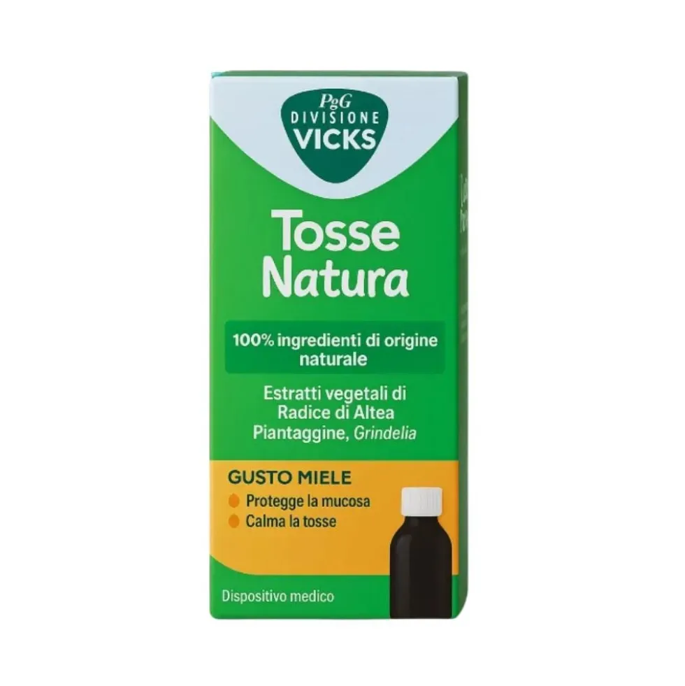 Vicks Tosse Natura Adulti - Sciroppo per la tosse grassa e secca, flacone da 140 ml