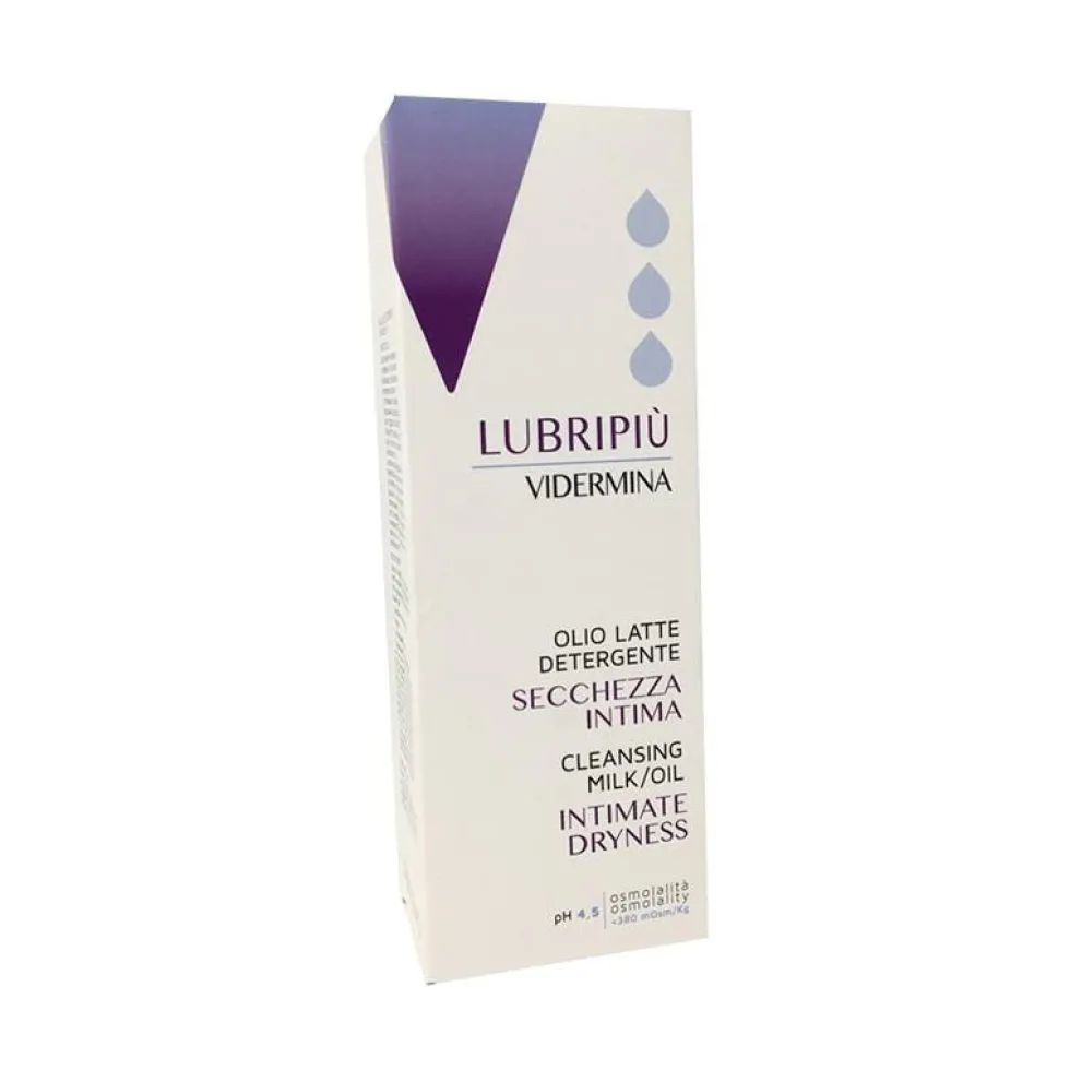 Vidermina Lubripiù Olio Latte - Detergente intimo lubrificante per la secchezza, 200 ml