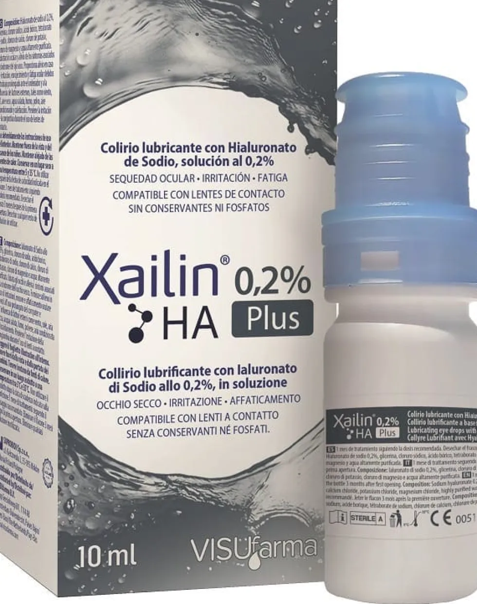 Visufarma Xailin Plus 0,2% HA Collirio lubrificante senza conservanti per occhi secchi, 10 ml