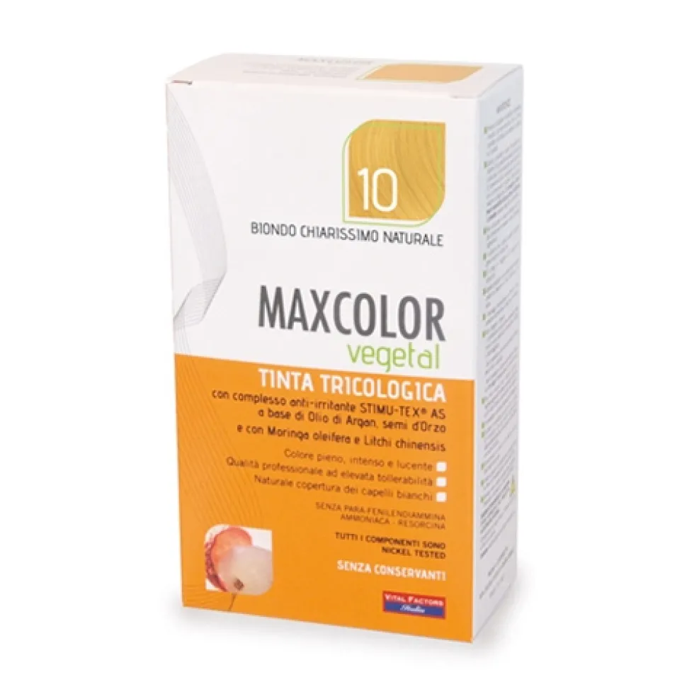 Vital Factors MaxColor Vegetal 10 biondo chiarissimo naturale - Tinta coprente per i capelli, 140 ml