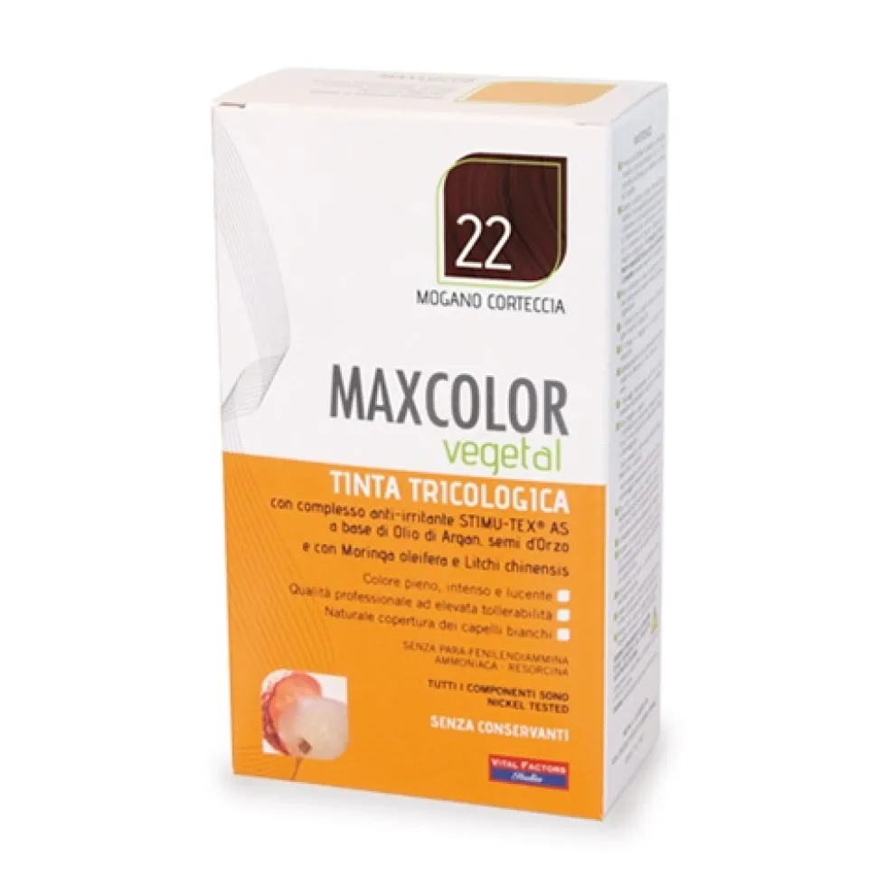 Vital Factors MaxColor Vegetal 22 Mogano Corteccia - Tinta tricologica per cute sensibile, 140 ml