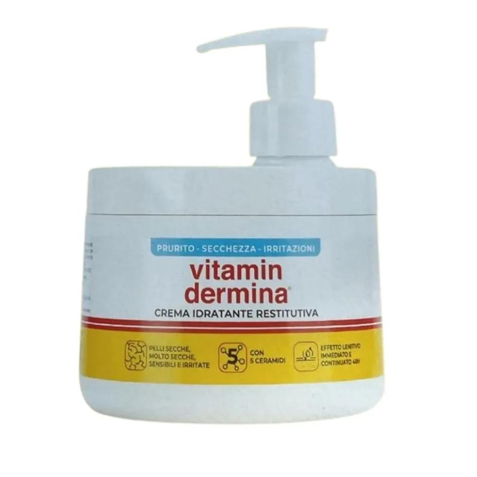 Vitamindermina Crema Idratante Restitutiva con Pompa, 400ml