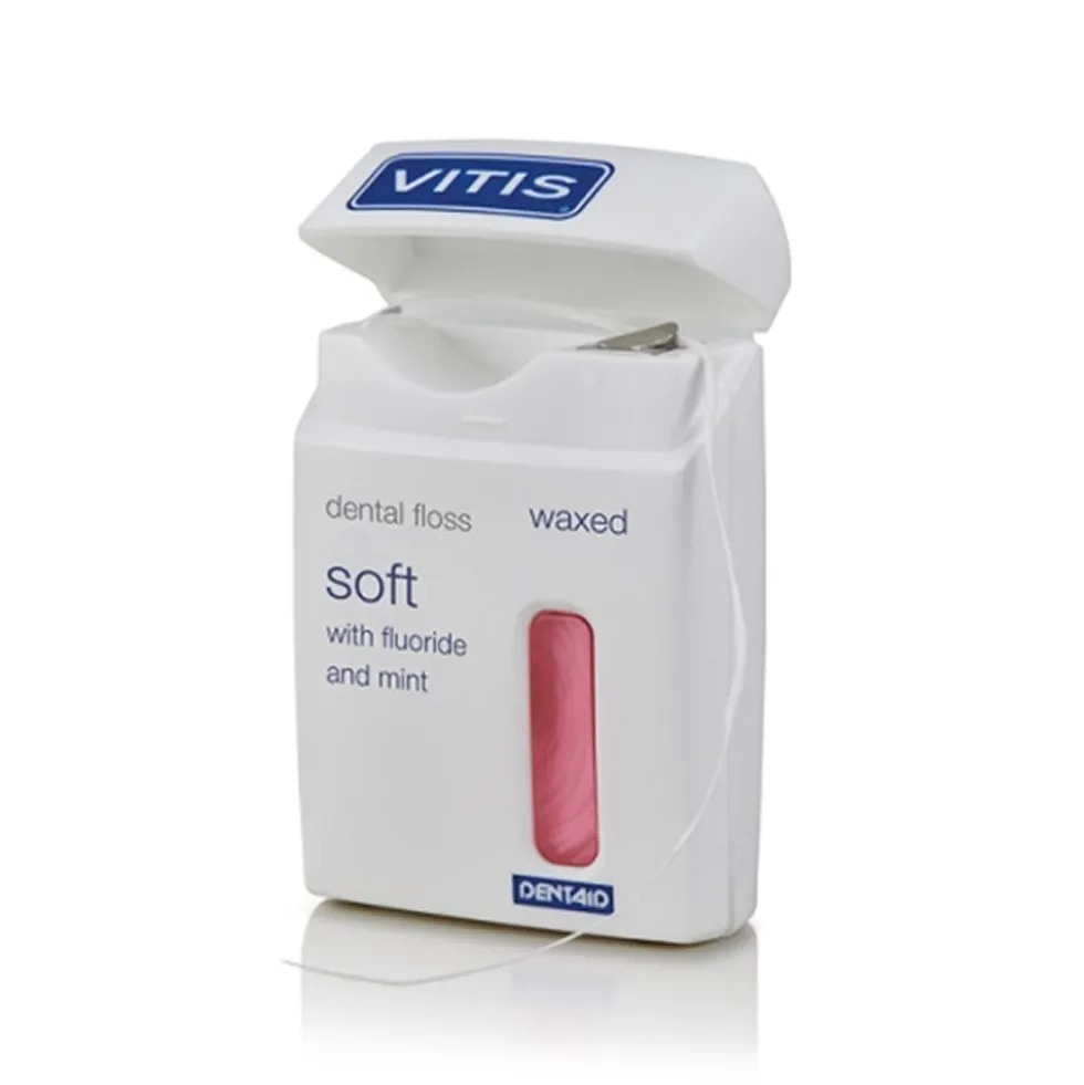 Vitis Dental Floss Soft con Cera Fluoro e Menta Filo Interdentale Cerato, 50m
