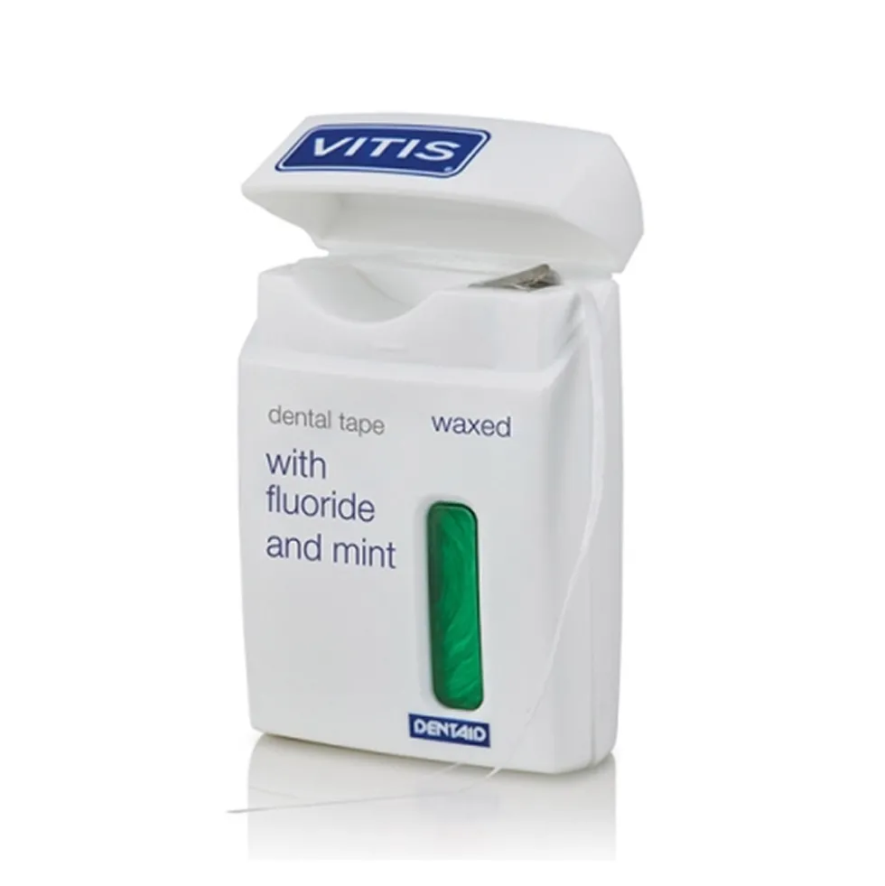 Vitis Dental Tape con Cera Fluoro e Menta Nastro Interdentale Cerato, 50m