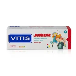 Vitis Junior - Gel dentifricio anticarie per l'igiene orale dei bambini dai 6 anni, 75 ml