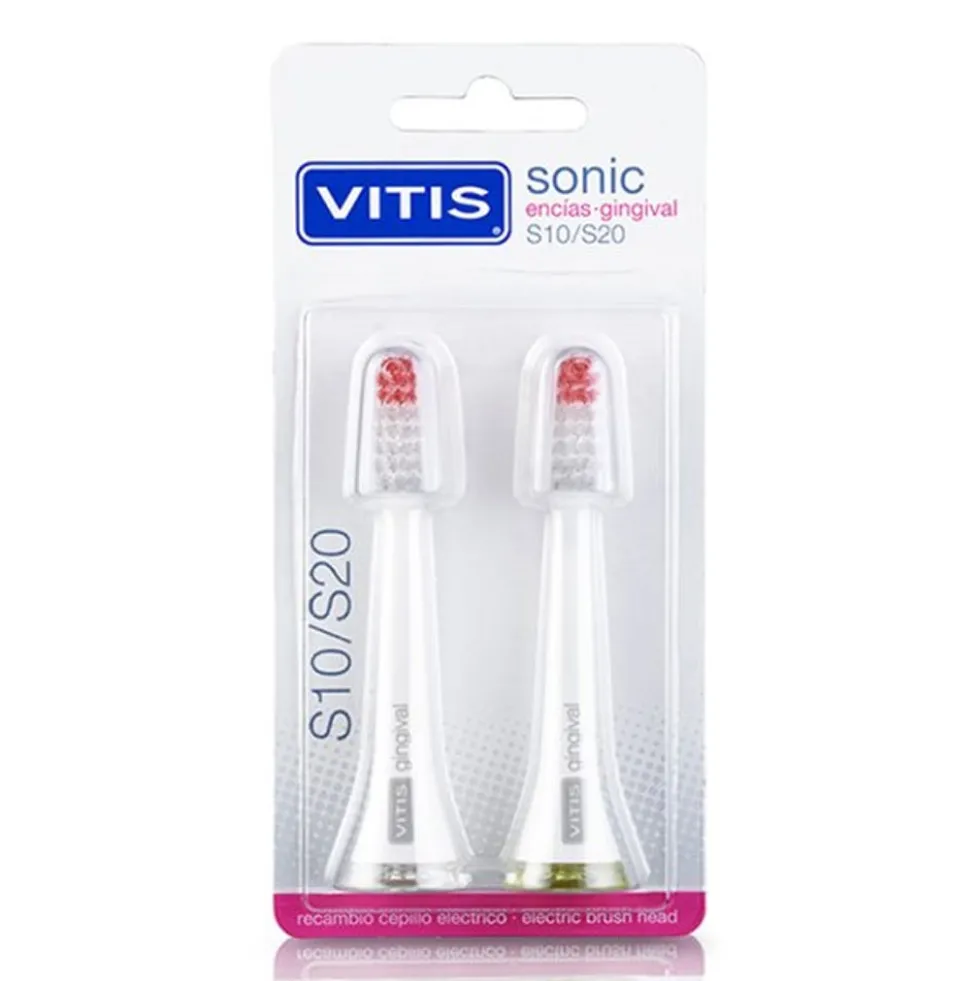 Vitis Spazzolini Elettrici - Sonic Testina di Ricambio Gingival S10/S20, 2 Pezzi