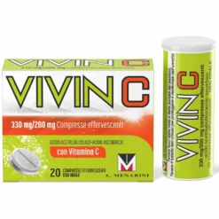 Vivin C contro Primi Sintomi Influenzali e Raffreddore con Vit C, 20 Compresse Effervescenti