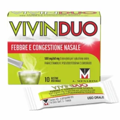 VivinDuo Febbre e Congestione Nasale con Paracetamolo, 10 Bustine